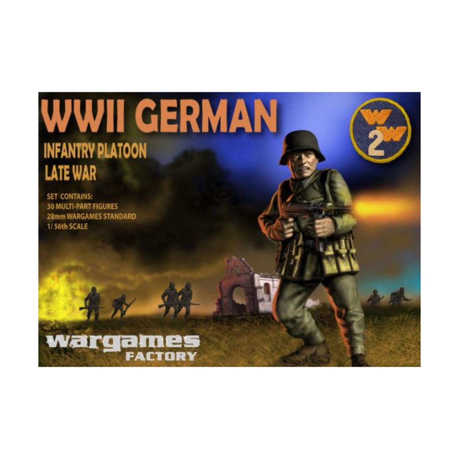 Wargames Factor WWII Mini 28m  WWII German - Infantry Platoon, Late W VG+/Mint