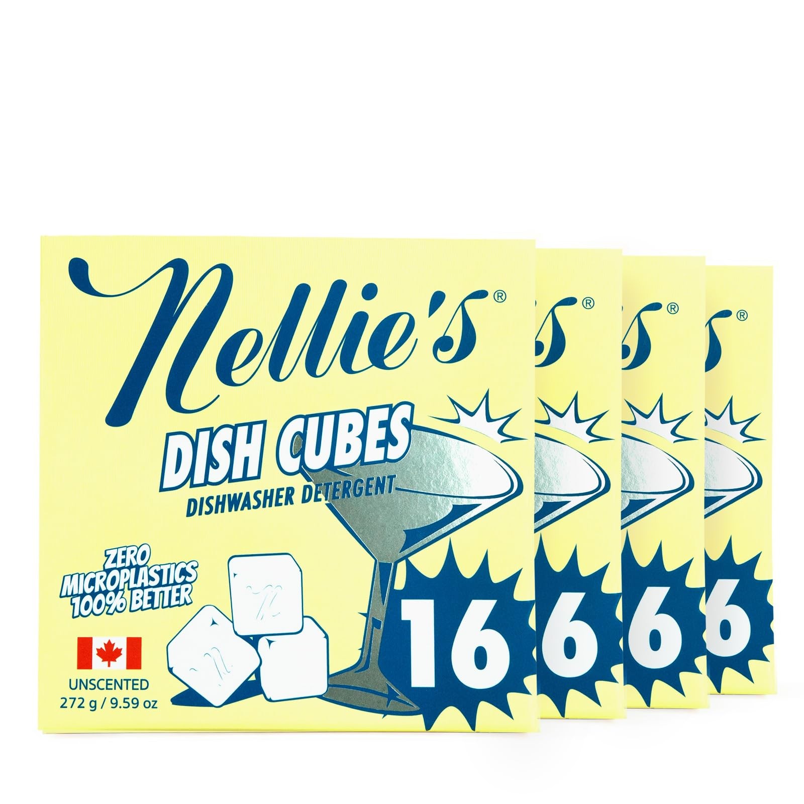 Nellie's Dish Cubes – 64-Pack (4x16) – Compact Dishwasher Detergent