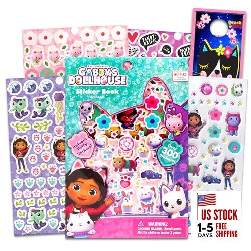 Gabby's Dollhouse Sticker Book for Girls - Bundle with 300+ Gabby's Dollhouse 