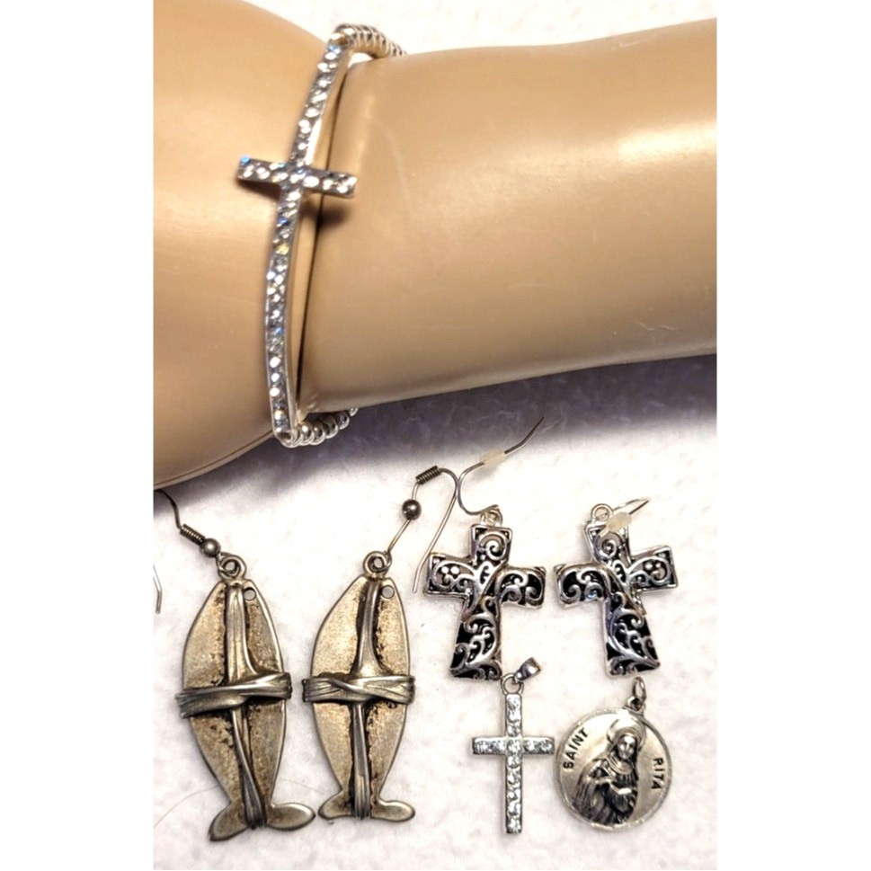 Catholic Christian Earrings Bracelet Pendant Saint Rita Charm Religious Jewelry