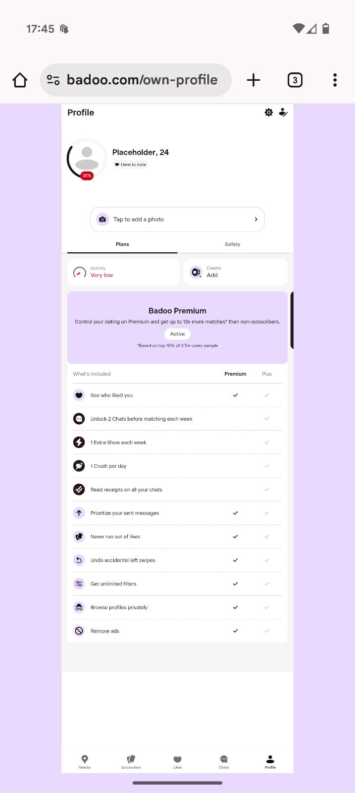 Badoo Dating App Premium Account Lifetime Subscription ($150 value)