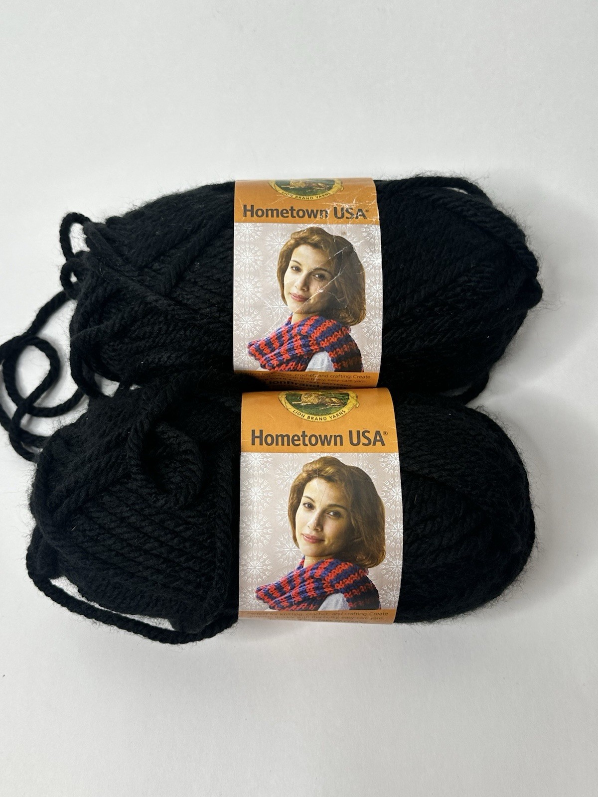 Hometown USA Lion Brand Super Bulky Acrylic Blend Yarn - 2 Skeins Oakland Black