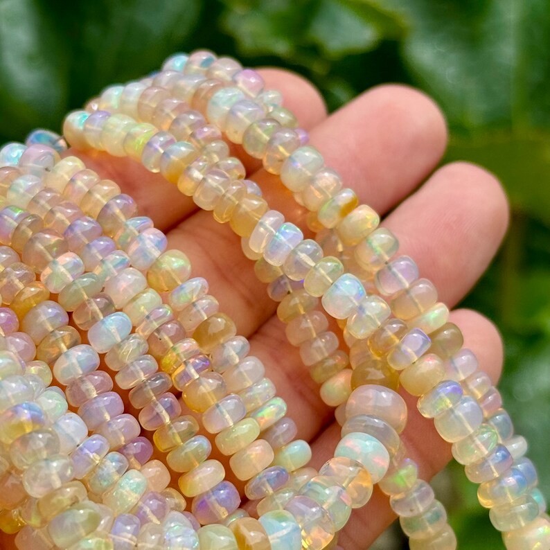 Ethiopian Opal Beads, 5mm to 7mm, Opal Rondelles, Welo Opal Beads Strand, Welo