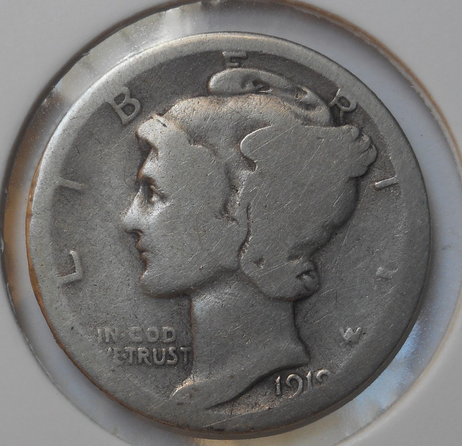 1919-d . . Mercury Dime . .  AG . . About Good . Old Silver