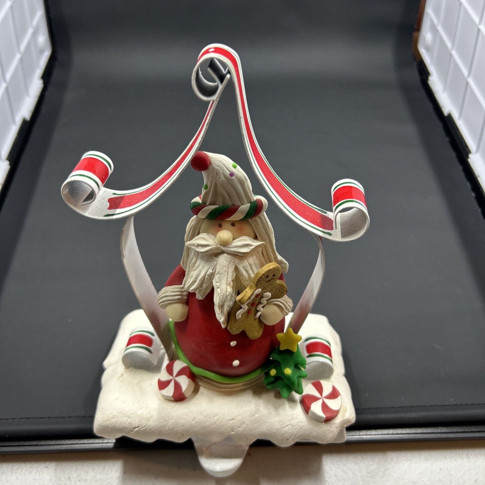 Vintage Christmas Candyland Santa Claus Peppermint Christmas Stocking Holder