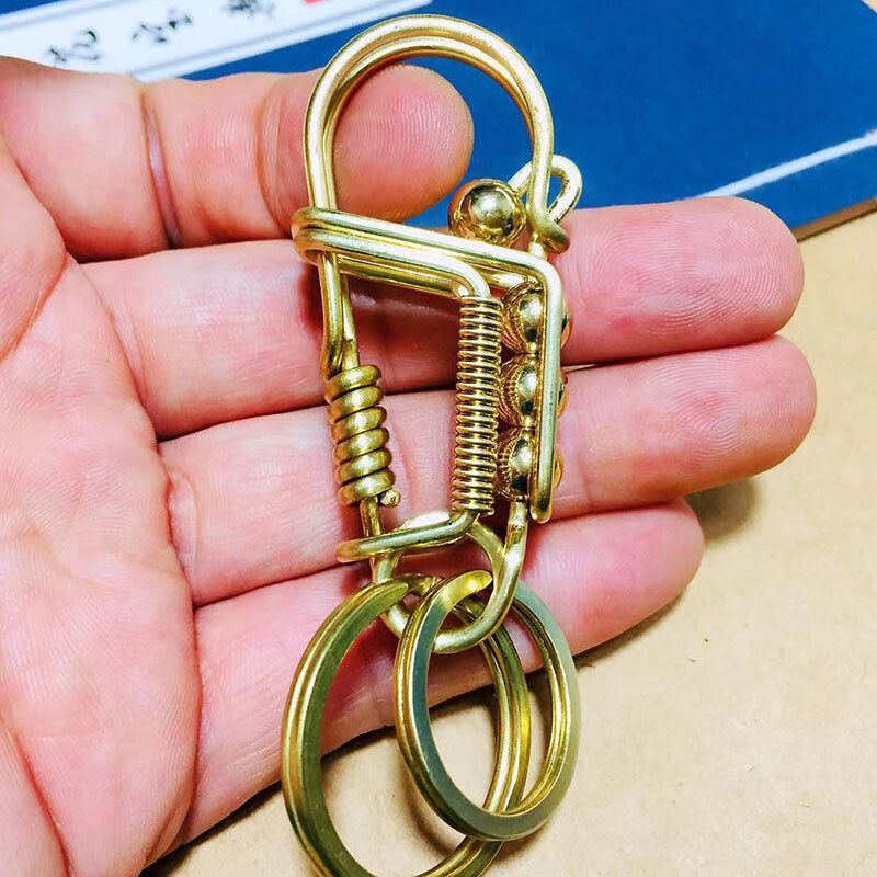 Handmade Brass Keychains Keyrings Belt Clip Wallet Bag Car Key Chain Holder Gift