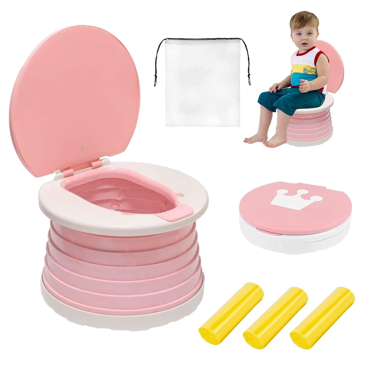 Travel Potty Toddlers Portable Foldable Toilet Seat Car Camping Pink SHIPS FREE