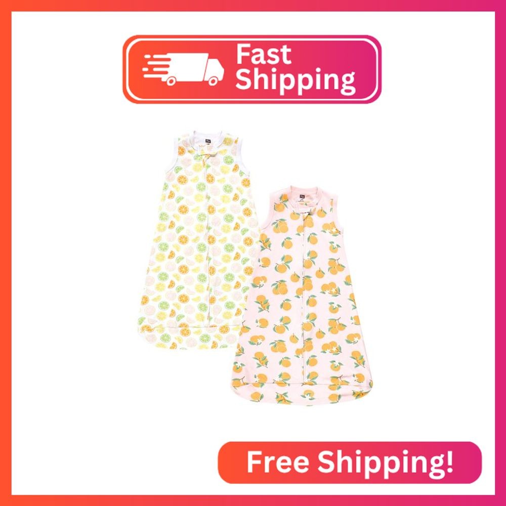 Hudson Baby Unisex Baby Interlock Cotton Sleeveless Sleeping Bag, Citrus Orange,