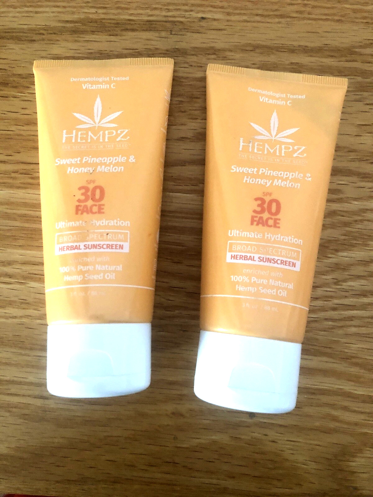 A Pair Hempz Herbal Sunscreen Sweet Pineapple &  Honey Melon SPF 30 3 Fl Oz Each