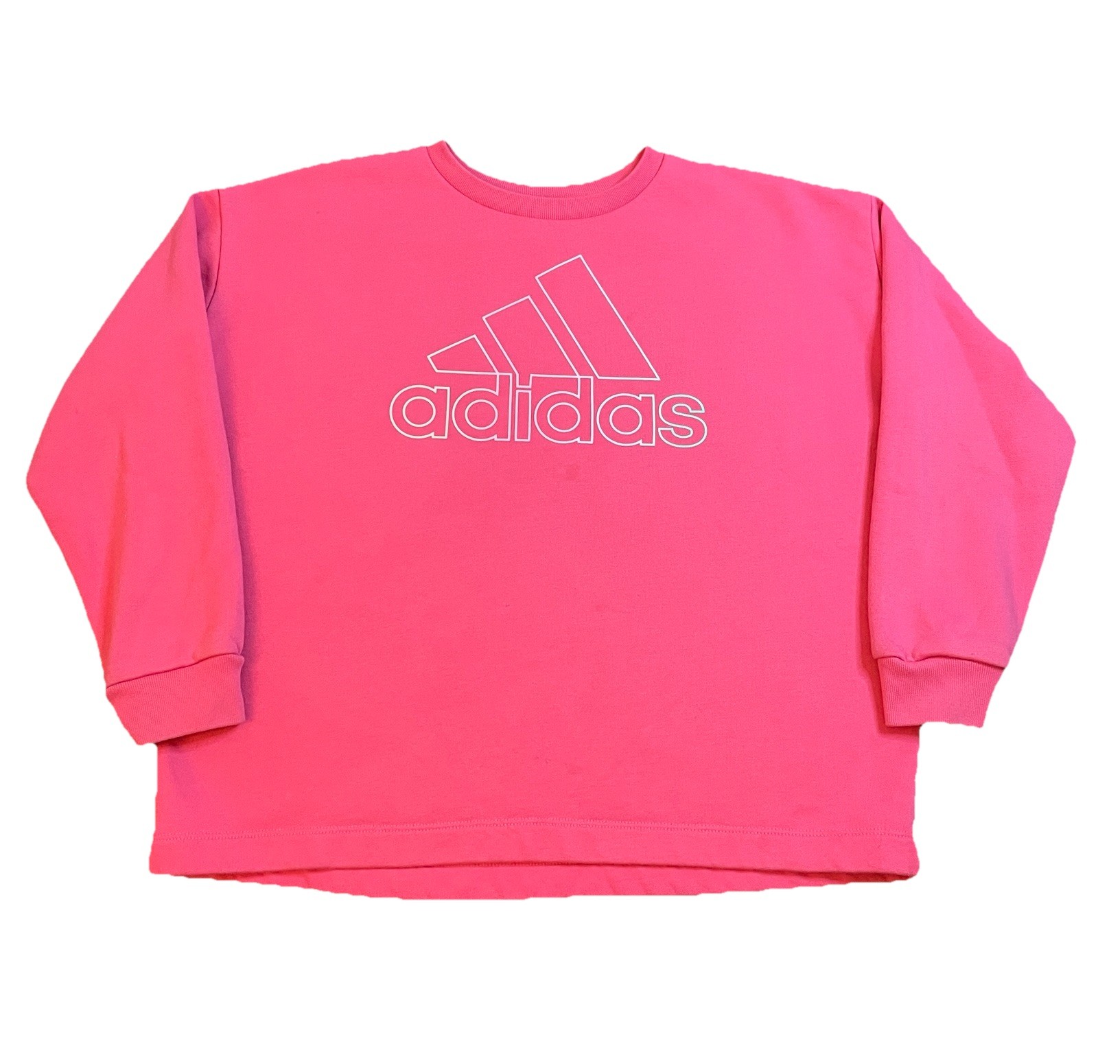 Adidas Girls Pullover Sweatshirt Pink/White Youth Size 10/12 Pink Pullover Logo