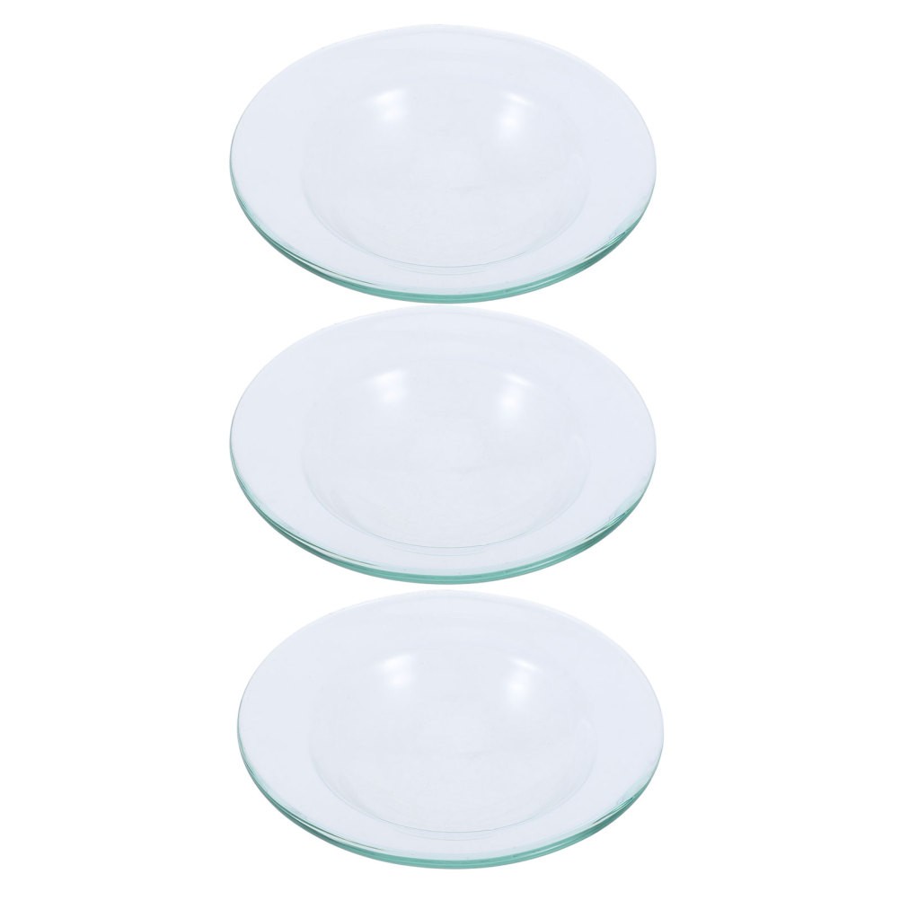  3pcs Transparent Glass Dish Essential Oil Saucer Essential Oil Plate Round
