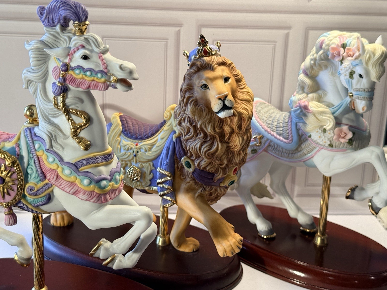 Estate Collection Lot of 3 Lenox Carousel Horse Figurines Hand Painted Porcelain
