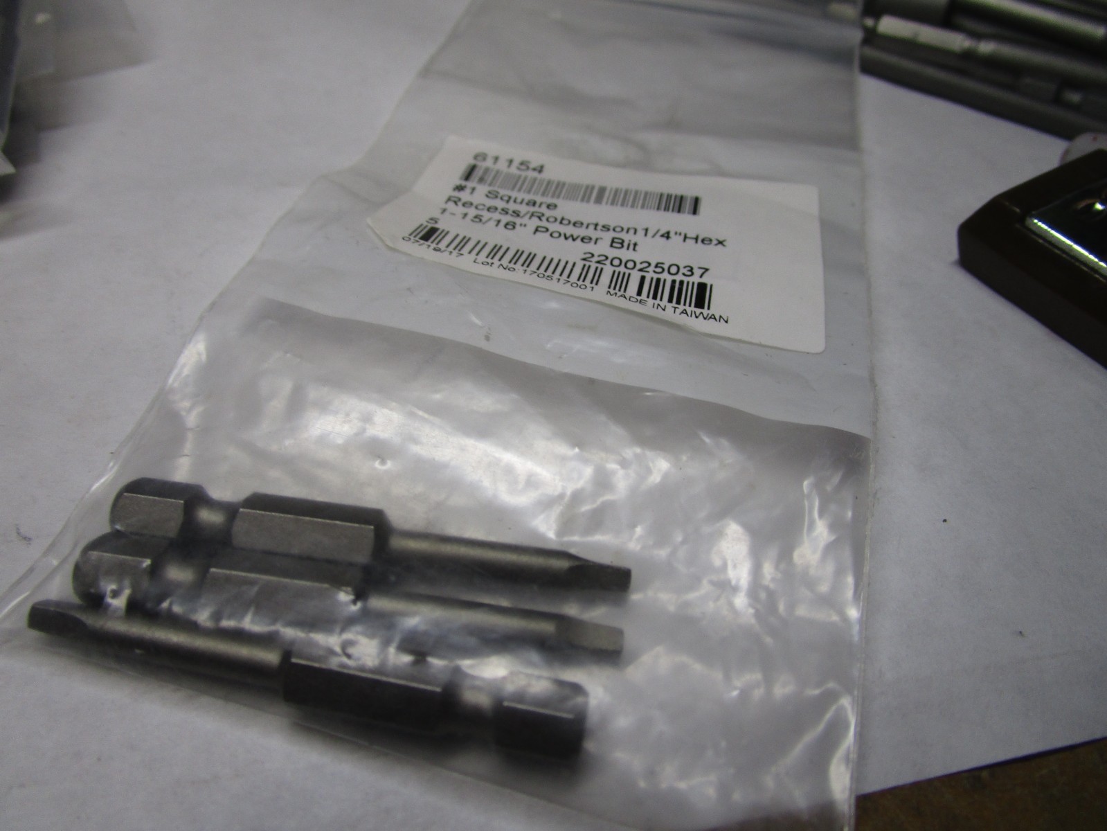 #1 Square x 1-15/16"OAL 1/4" Hex Rock River® Standard Power Bit QTY 3