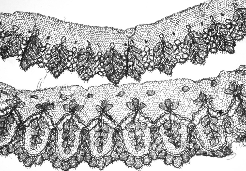 Black Mourning Lot Trim Edging Vintage Antique Victorian Chantilly Lace BB94-12*