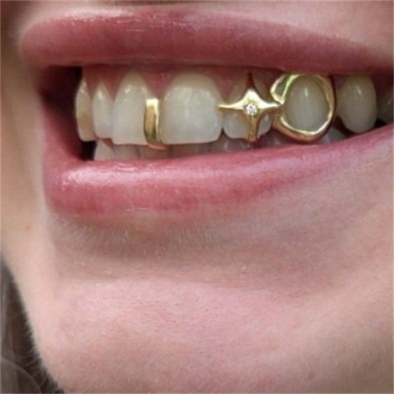 Hip Hop Star Single Teeth Zircon Tooth Caps Decor Dental Grills For Women Men