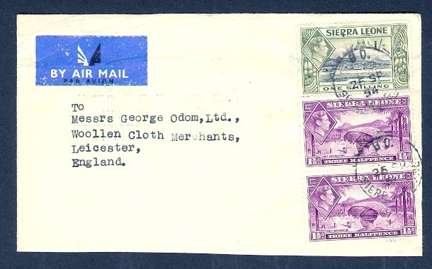 SIERRE LEONE 1954 KGVI COMBO AIR TO UK