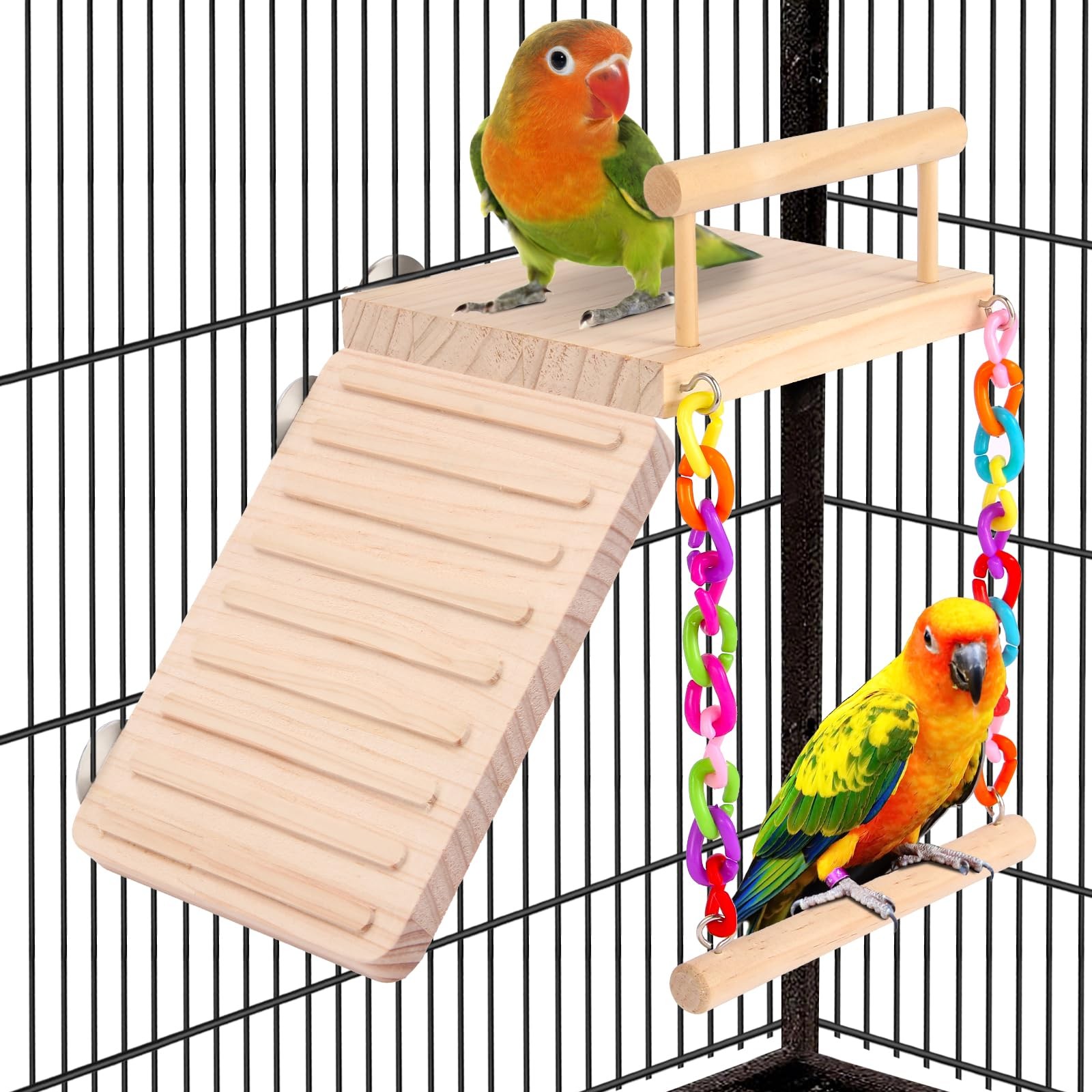 Bird Perch Bird Cage Platform Swing - for Parrot,Parakeet,Budgies, Cockatiels...
