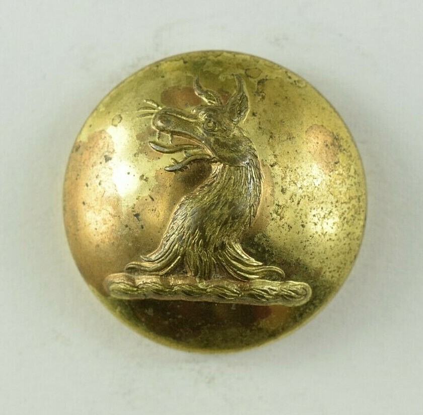 1870s-90s Dragon Wolf Crest Seal Uniform Button Original E4DT