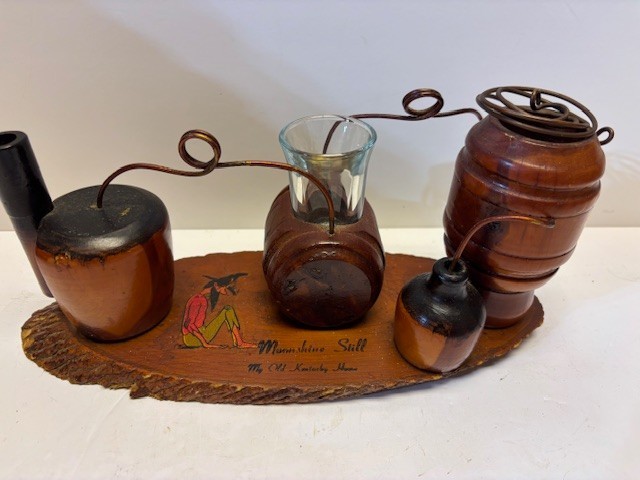 Vintage Kentucky Moonshine Still Jug Wood Souvenir - Hillbilly Historic Culture