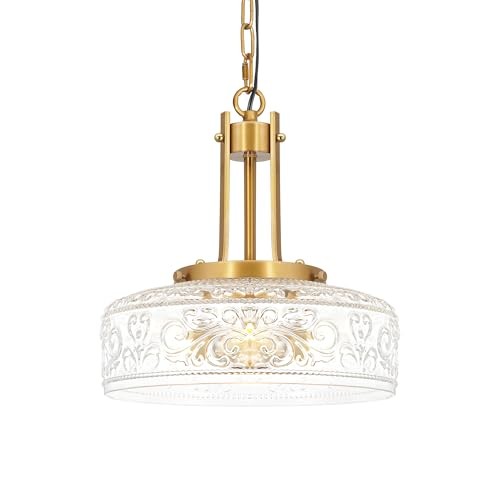 3-Light Gold Chandelier, Vintage Brushed Pendant Light, Adjustable Farmhouse 