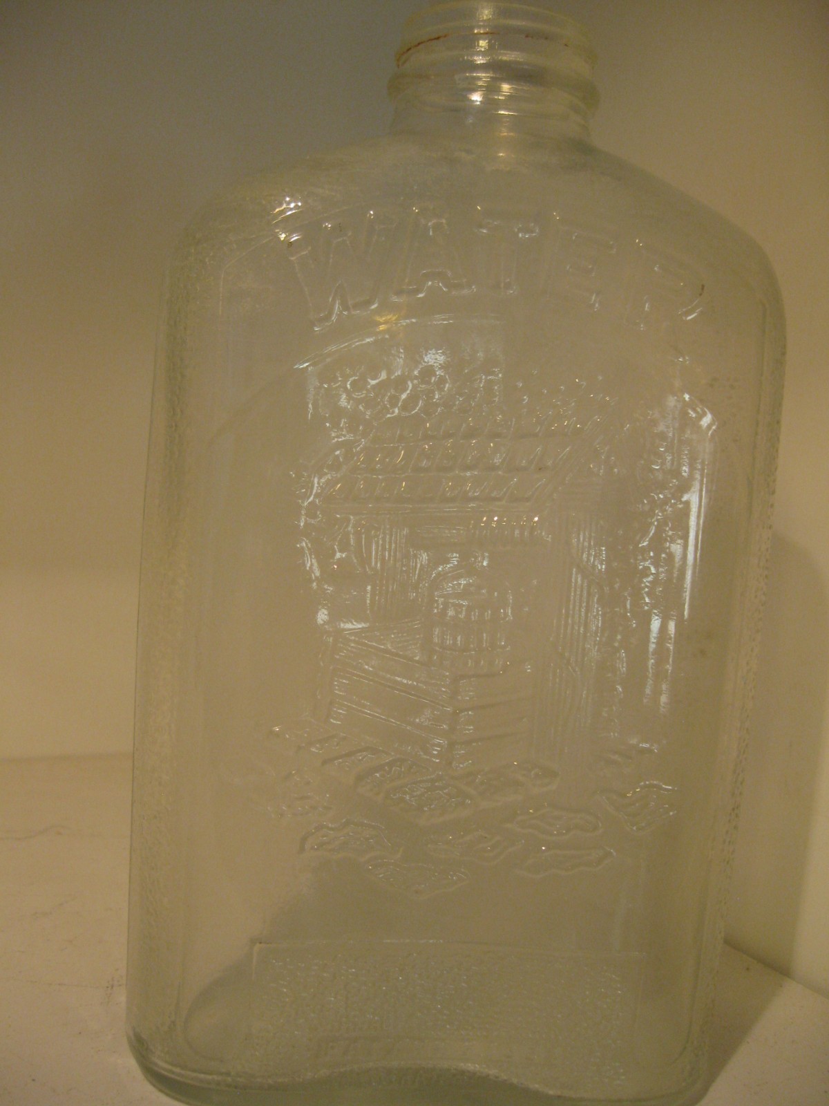 Vintage Pat. APR 5, 1932 ONE QUART Thick Clear Water Glass Bottle Wishing Well