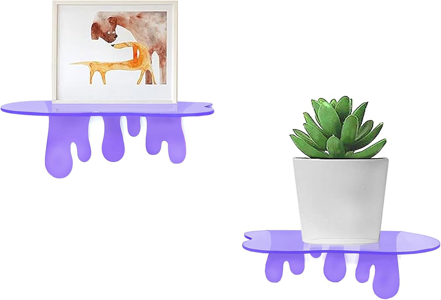 2-Pack Acrylic Small Wall Shelves - 7 Inch Floating Shelf for Walls, Home Wall D