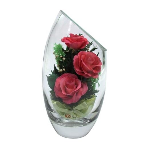 Fiora Flower | Long Lasting Real Roses in a Sealed Vase | Lasts up to 5 pink