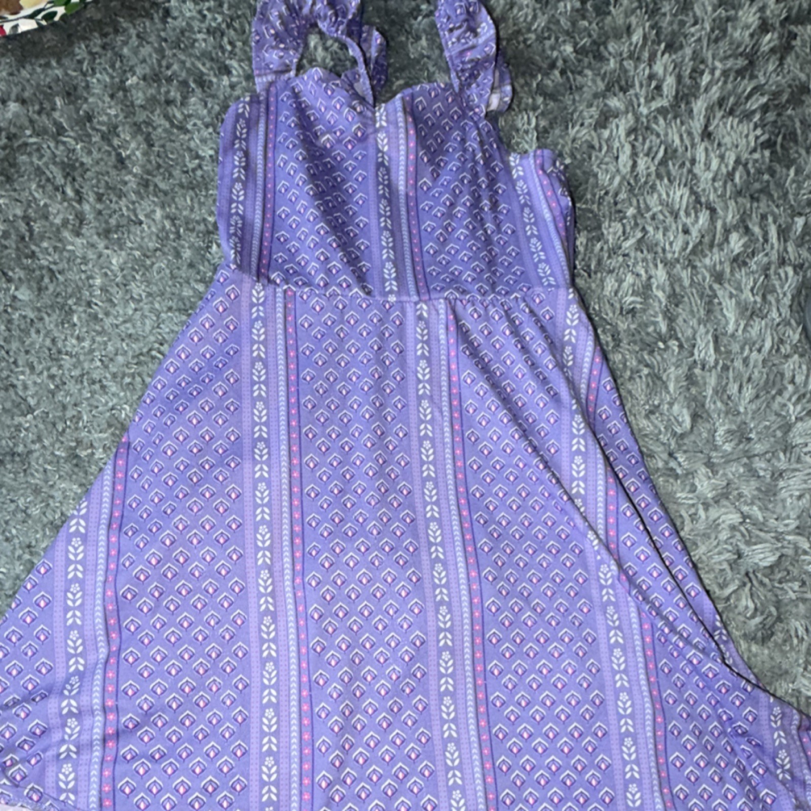 Colorful Planet Purple Geometric Sleeveless Short Sundress Size L (12)