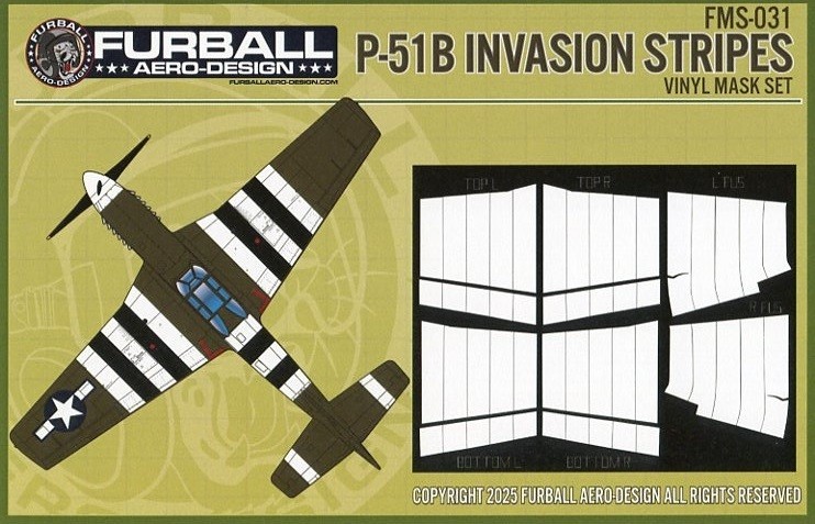 1/48 Fur Ball Decal P-51B Mustang Invasion Stripe Mask