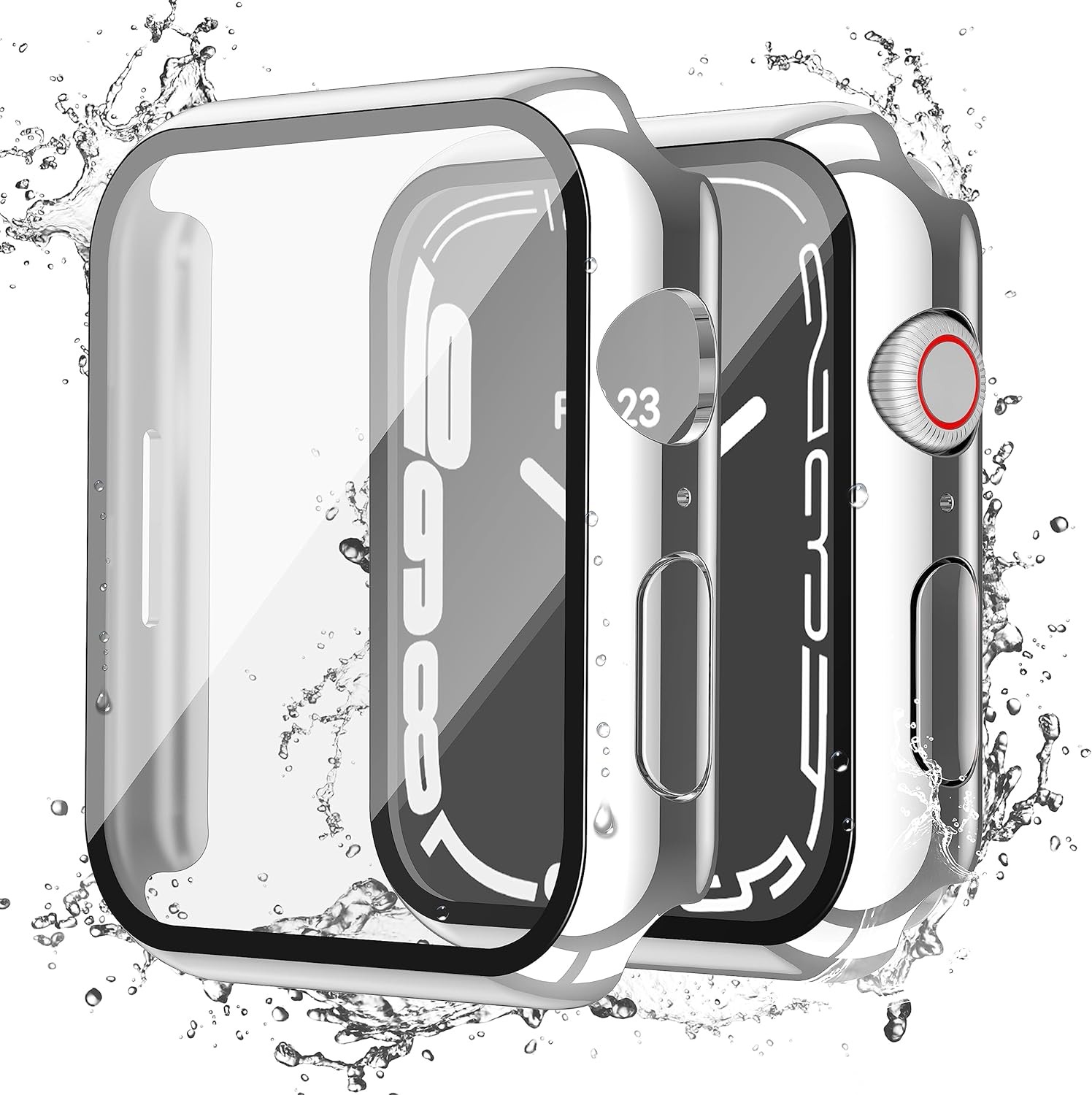 2 Pack Waterproof Case for Apple Watch Series 9 45mm with Glass