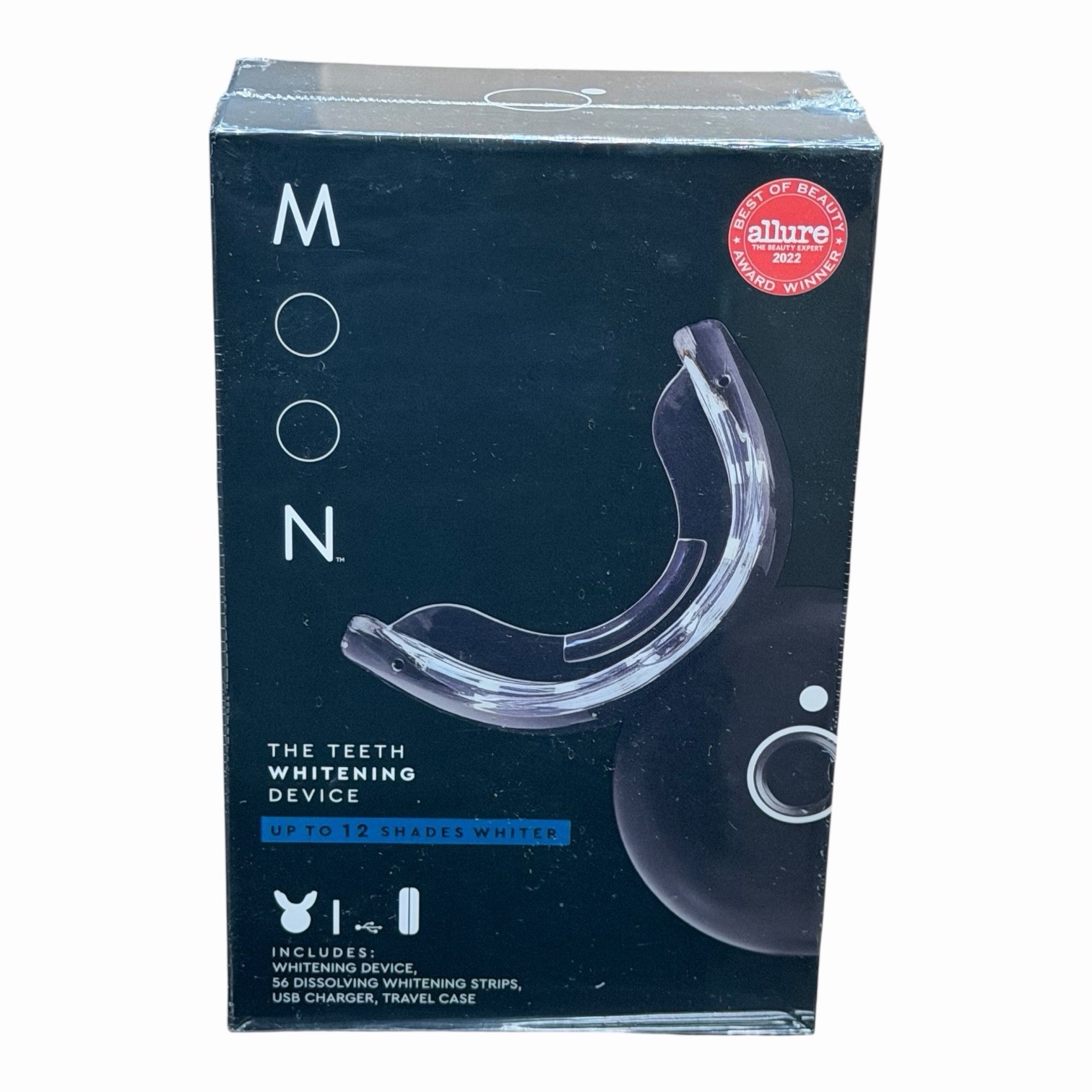 MOON Teeth Whitening Kit, LED Teeth Whitener Device, 56 Strips, Travel Case