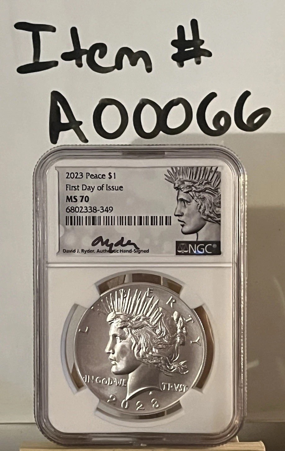 2023 Peace Silver Dollar $1 First Day of Issue Signed David J Ryder MS70 NGC