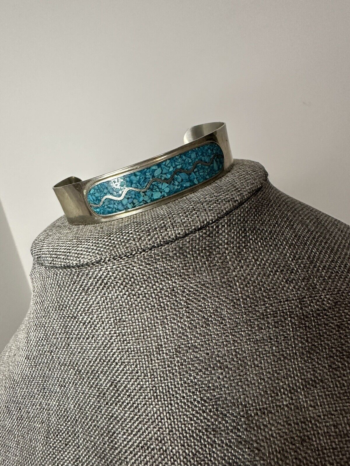 Vintage Sterling Silver And Turquoise Cuff LPACR signed