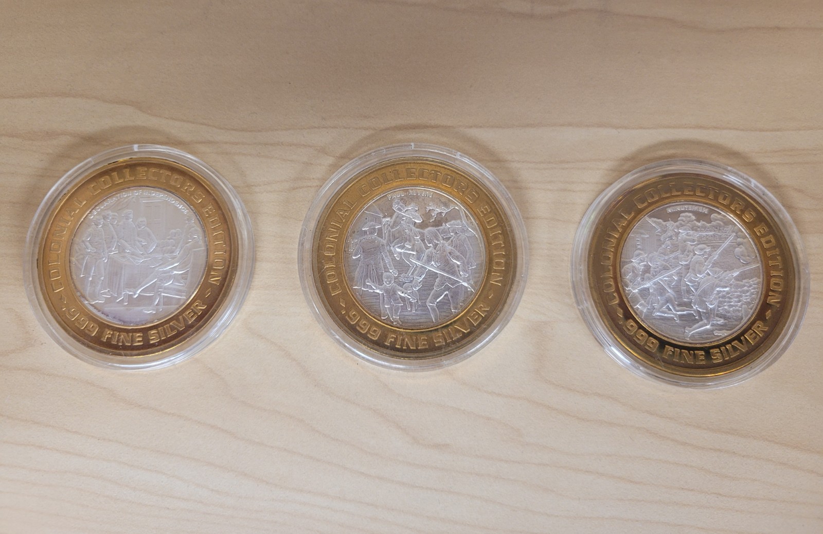 LOT  of 3 tokens 1995 Silver Foxwoods Casino .999 silver