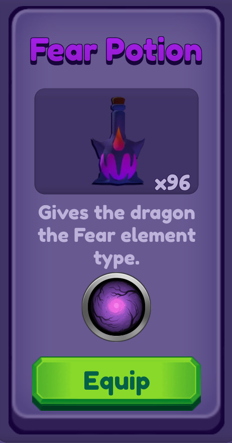 🐲 Roblox Dragon Adventures: 🔮 Fear Element Potion 🔮 | Delivery in 24H ⌛