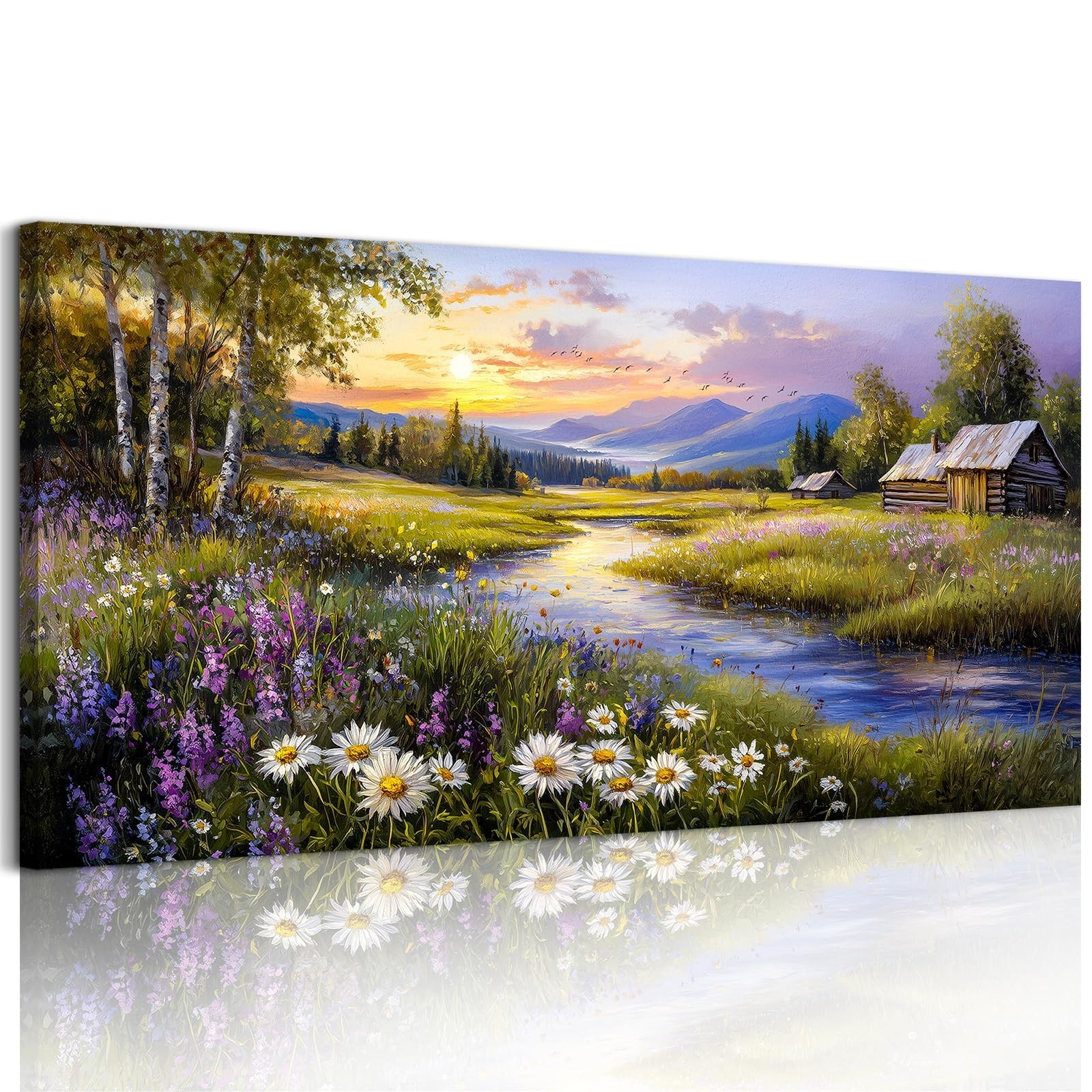 SERIMINO Large Wall Art Prints, Rural Landscape Wall Decor, Meadow Wildflower...