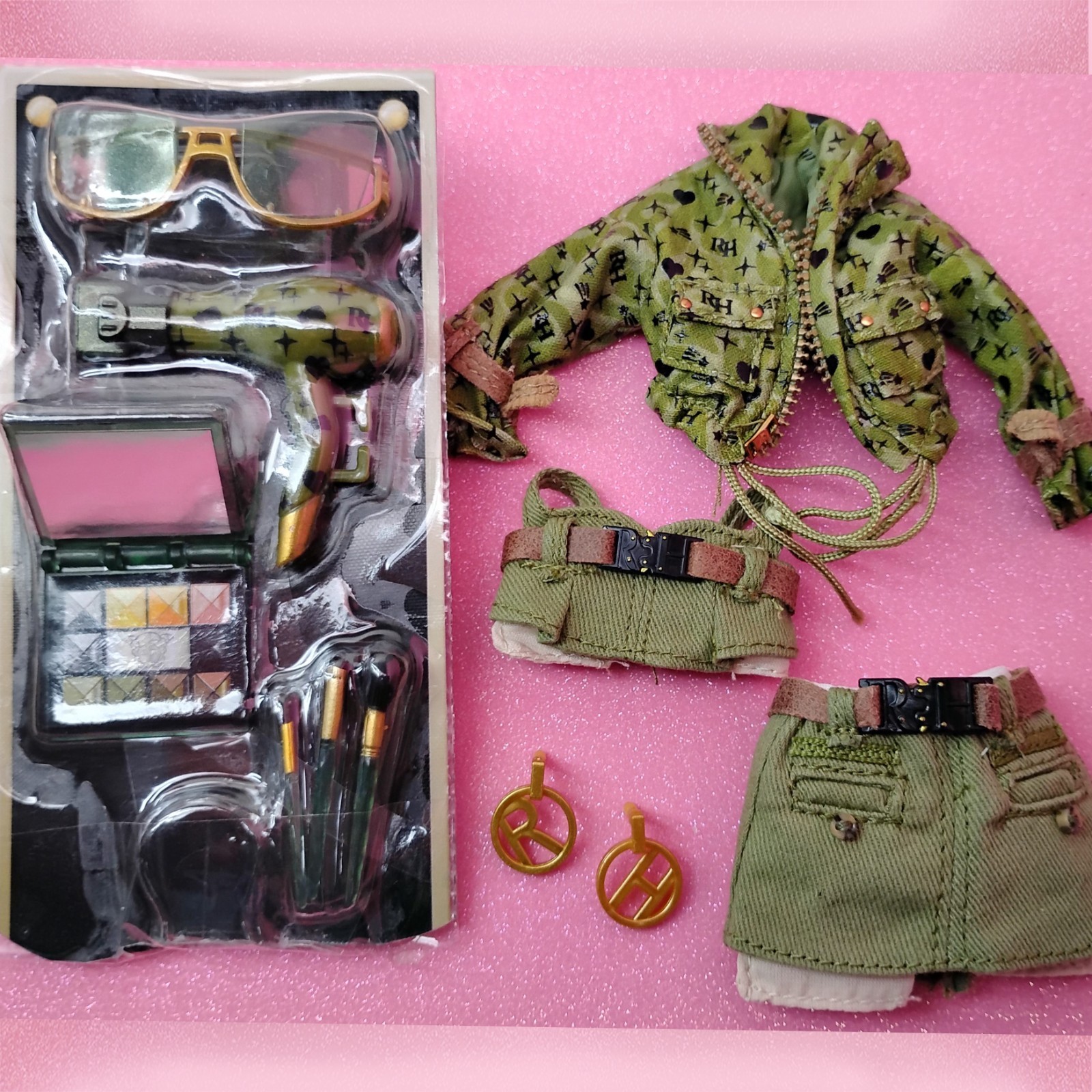 Olivia Woods  Rainbow High doll clothes accs Jacket Earrings Top Skirt Sunglasse