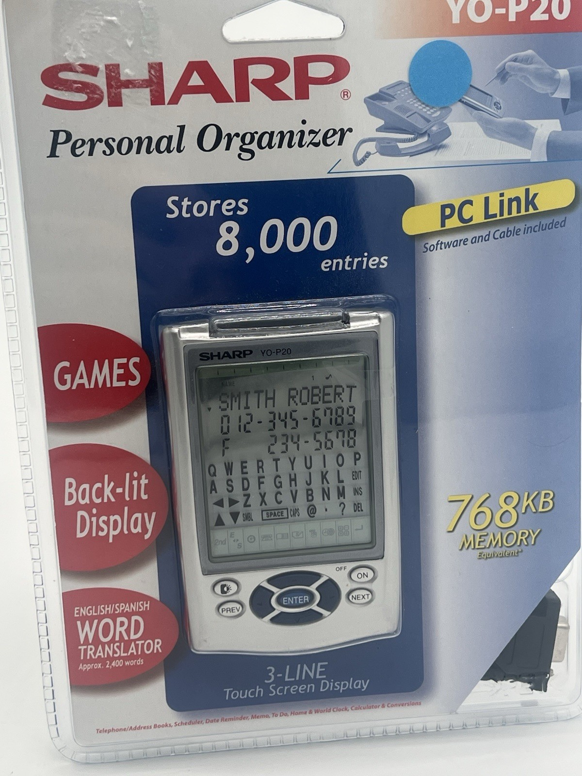 Sharp YO-P20 Sharp Personal Organizer 768 KB PC Link Silver New