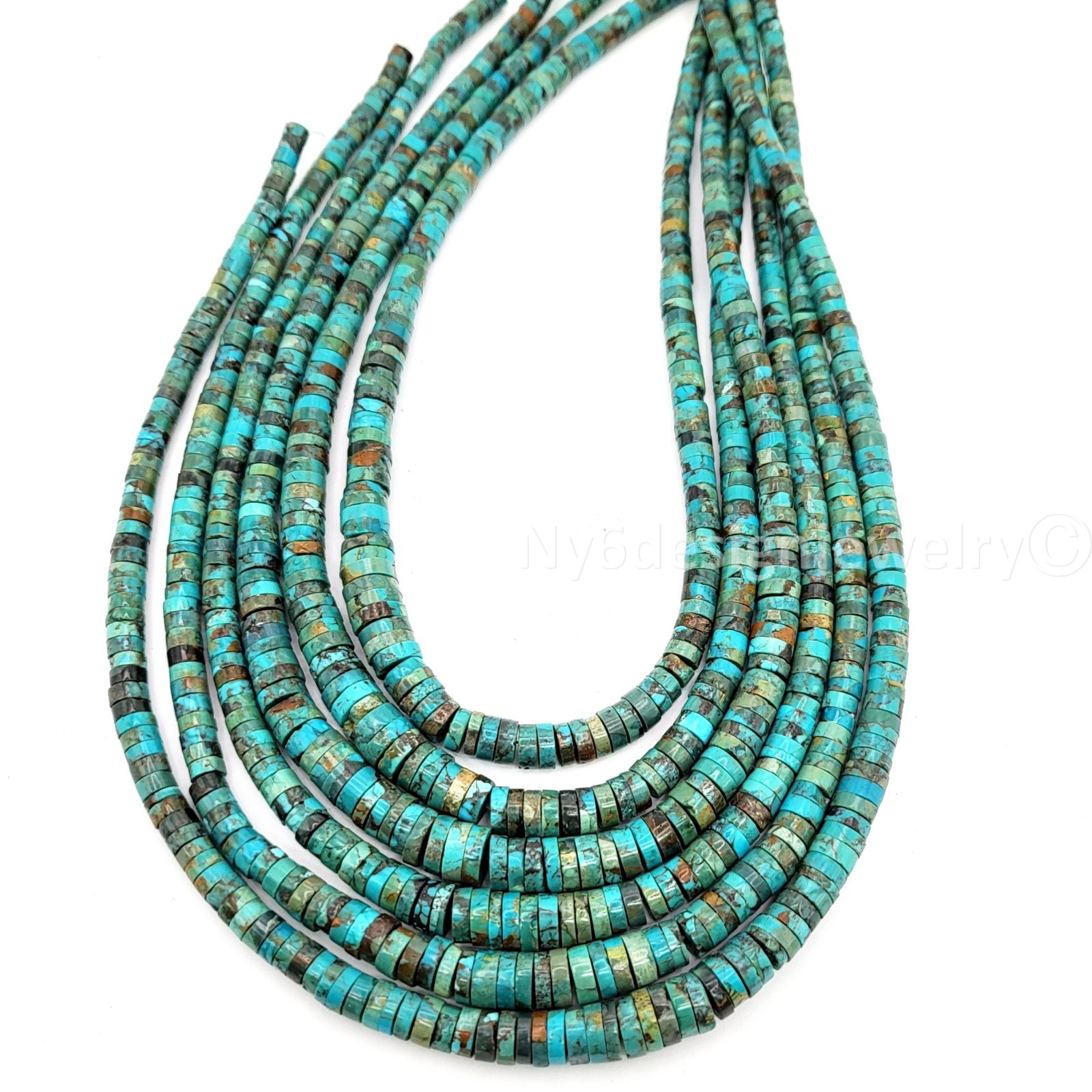 Natural Graduated Turquoise Heishi Beads (4-8mm), Smooth Gemstone Strand