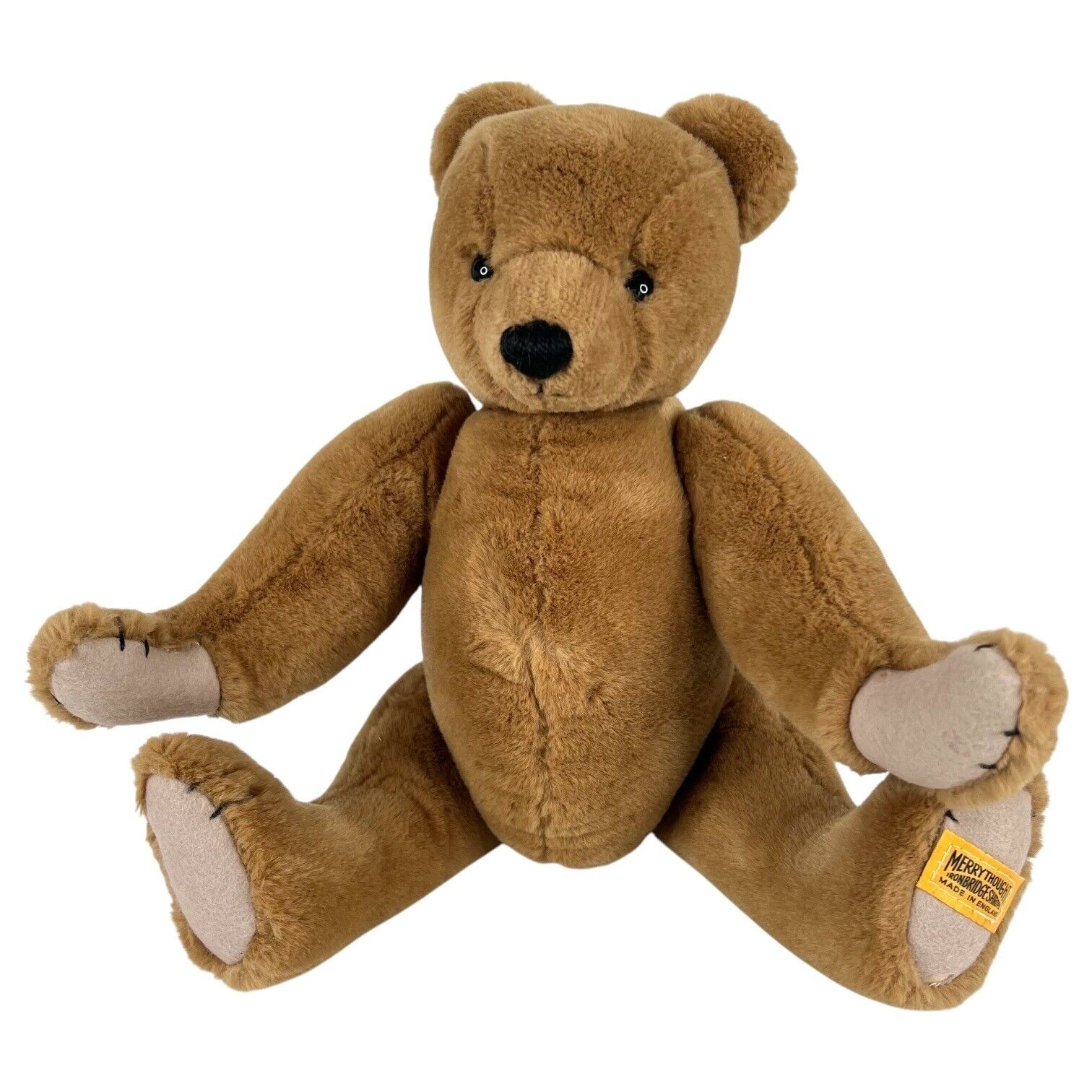 VTG Merrythought Brown Plush Teddy Bear Mohair Jointed Head Limbs Made England