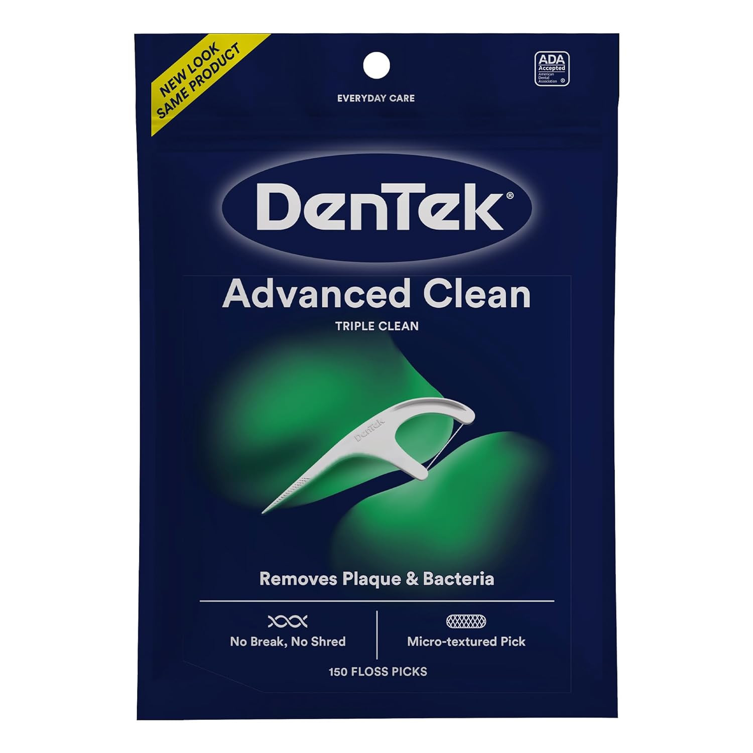 Advanced Clean Floss Picks with No Break & No Shred Dental Floss, Plaque Remover