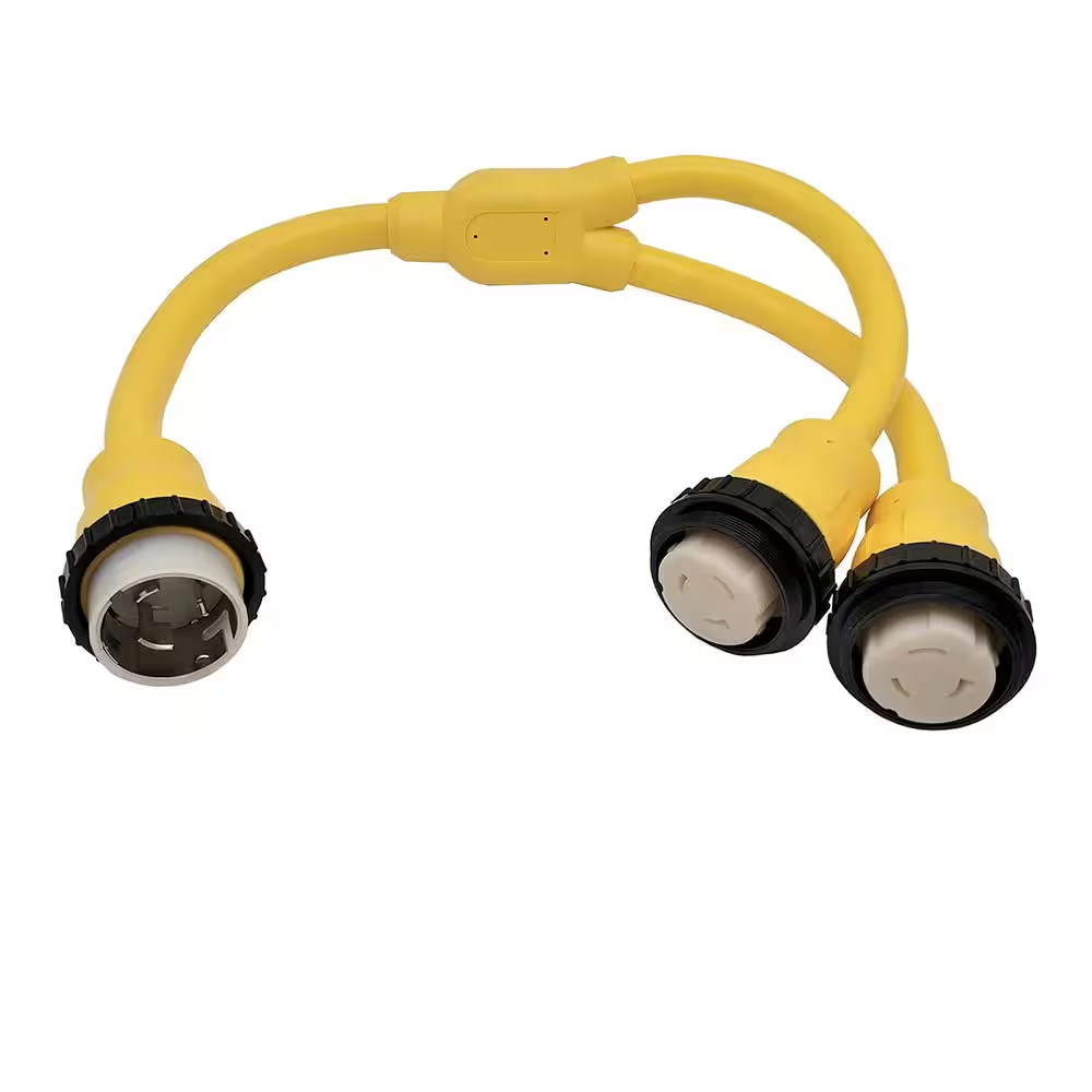 3 Ft. 6/3 3-Wire Marine Shore Power 50 Amp 125-Volt Y Adapter Cord NEMA SS1-50P 