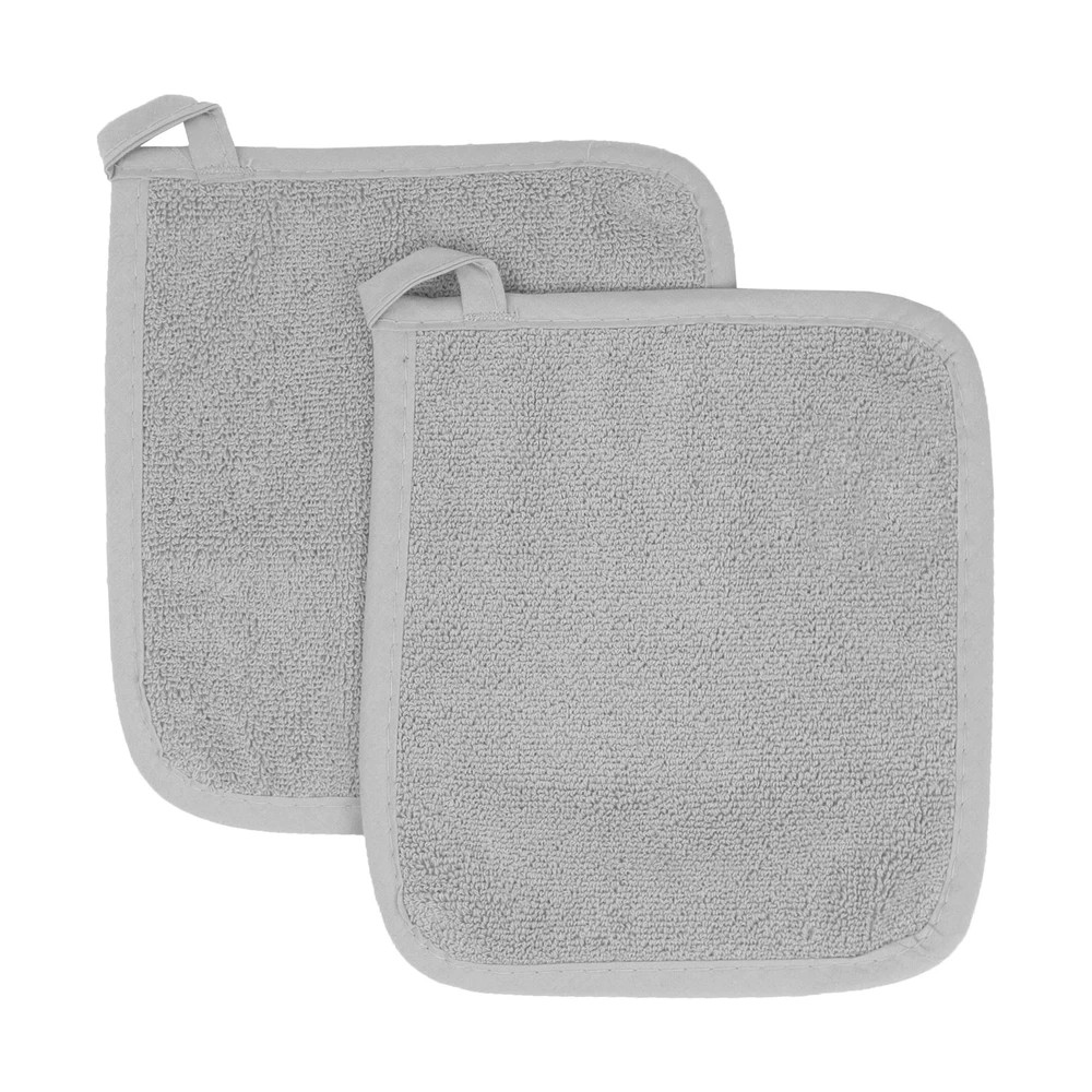 Ritz Terry Cotton Pot Holder, 2 Piece Set, Titanium Gray