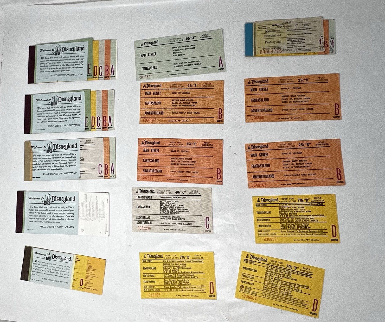 Lot Of 30+ Disneyland Disneyworld Tickets E Ticket Vintage