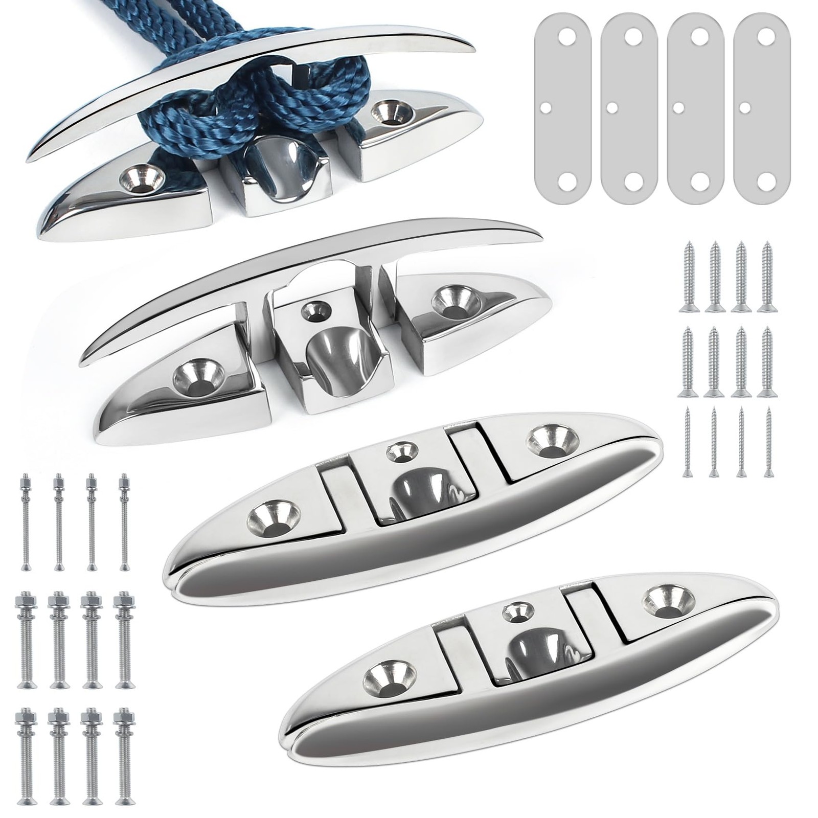 Folding Boat Cleats 6 Inch 4 Pack, Boat Cleats Dock Cleats 316 Stainless Stee...