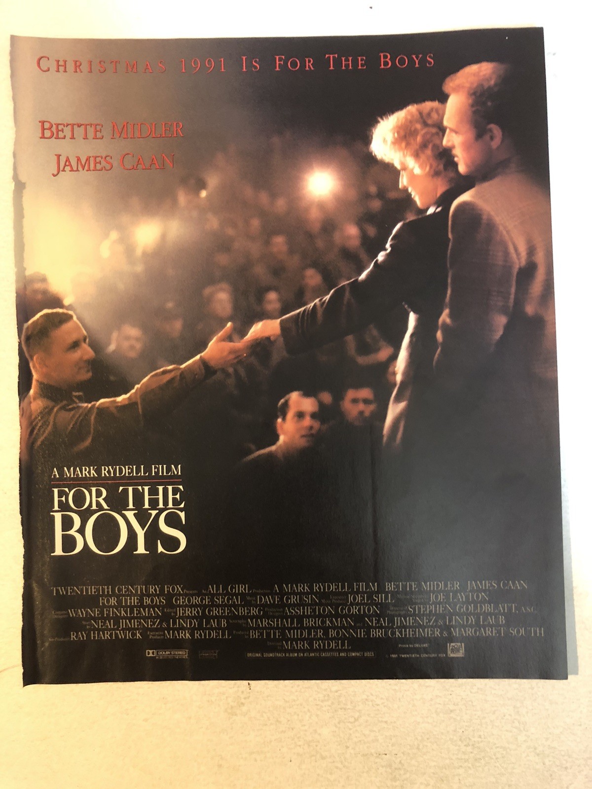 For The Boys Movie Print Ad Pinup Ephemera James Caan Bette Midler George Segal