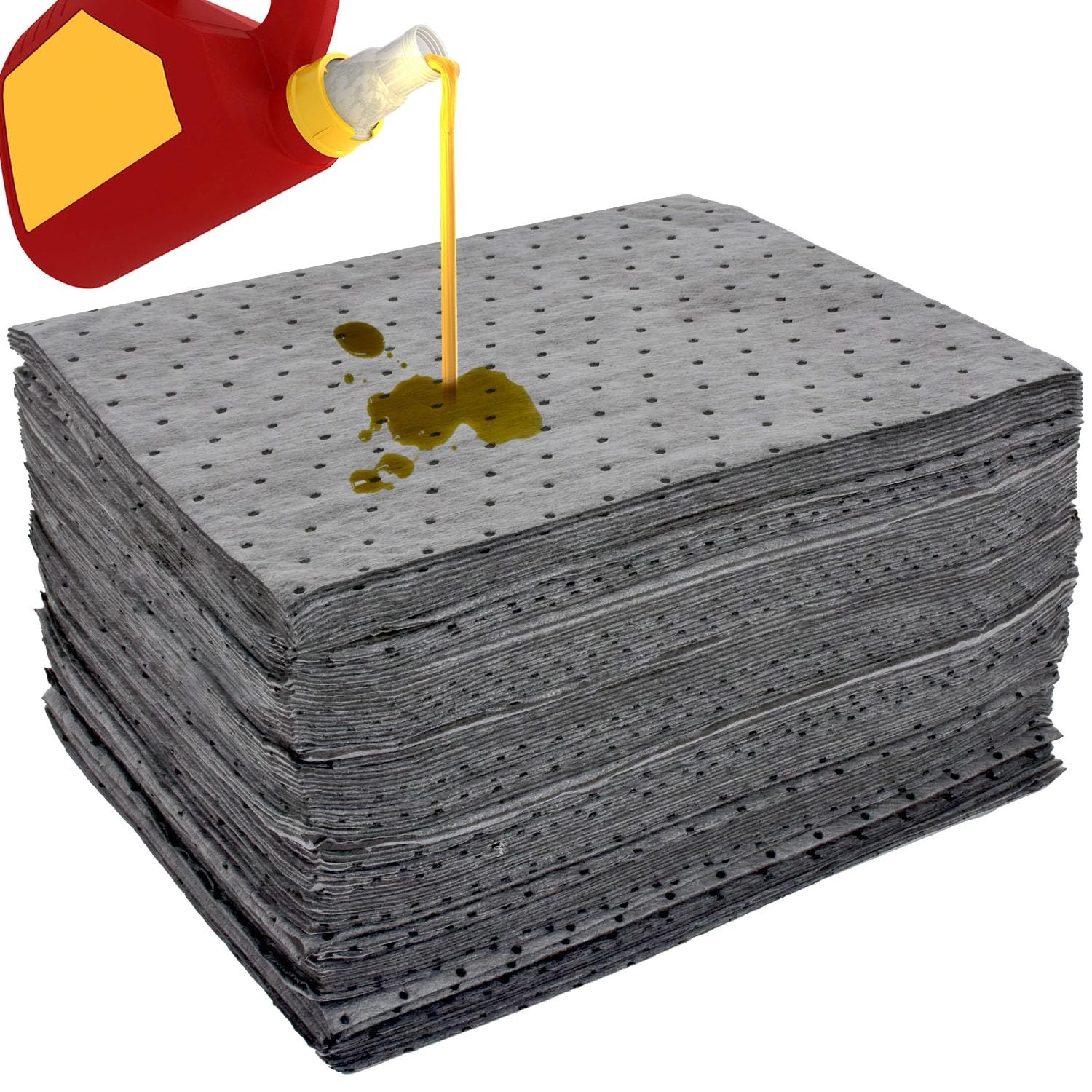 100 PCS Oil Absorbent Pads Weight Dimpled Oil Absorbing Sheets Garage Accesso...