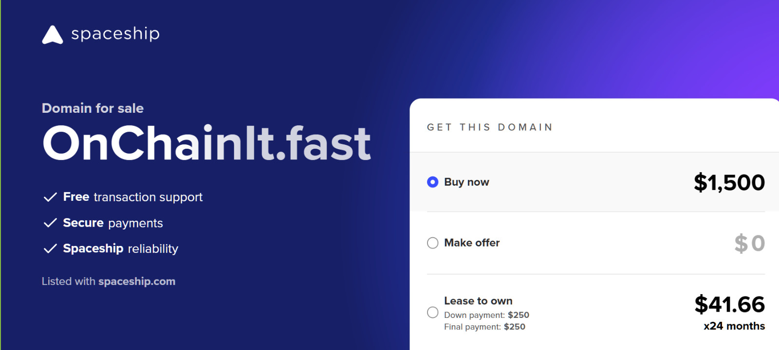 OnChainIt.Fast  Premium Brandable .Fast Domain Name For Sale OnChain IT Crypto