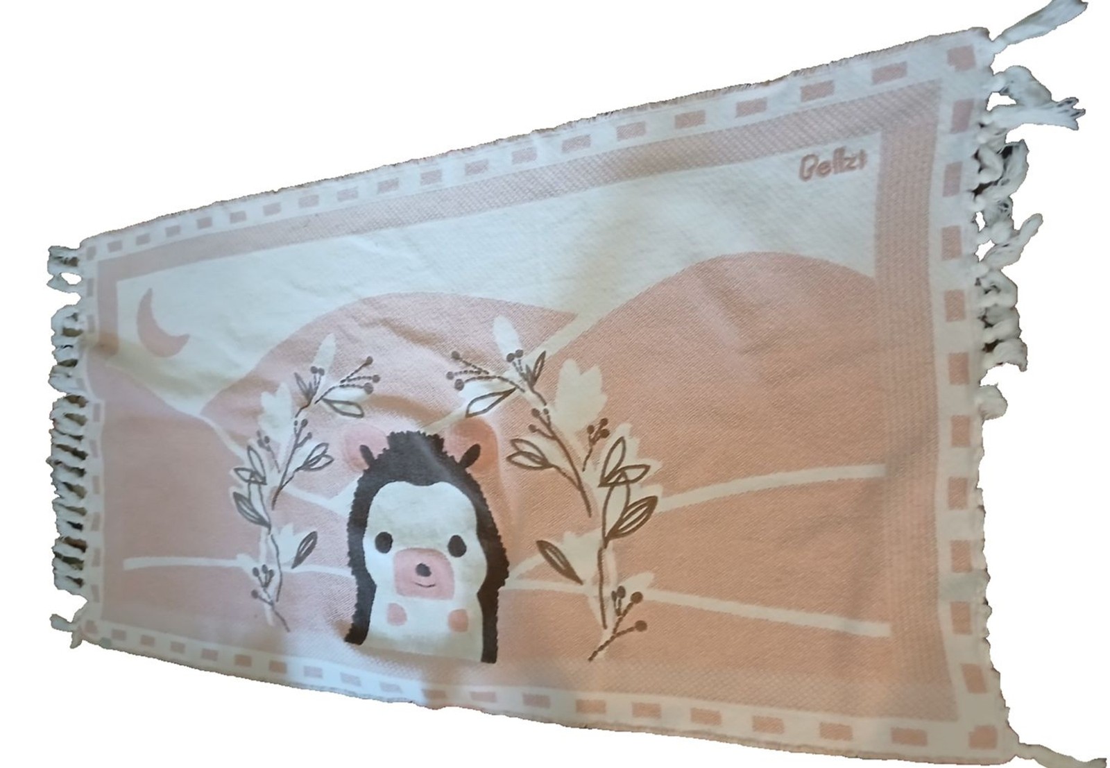 Bellzi Hedgi Hedgehog Pink Baby Throw Blanket Fringed 58x30 Plush Lap Blanket