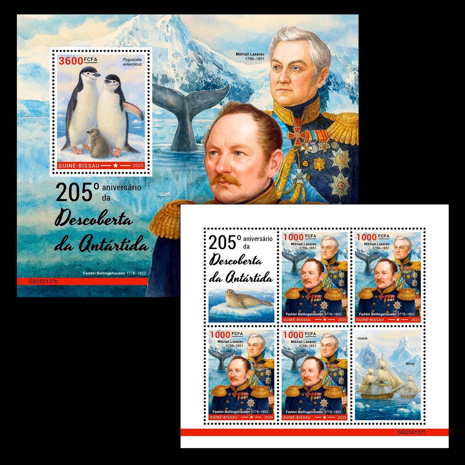 Discovery of Antarctica 205 Years MNH Stamps 2025 Guinea-Bissau M/S + S/S
